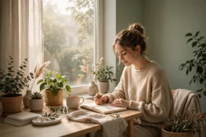 serene morning journaling